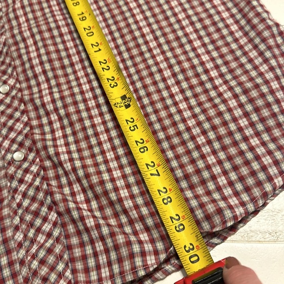 VTG XL men’s western plaid , tan, Burgandy vintage pearl button up shirt - Picture 14 of 15